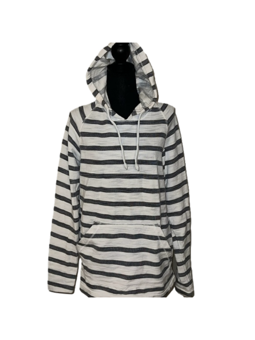 Free Planet Gray Striped Hoodie Sweatshirt Medium